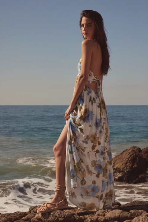 BLUE FLOWER BEACH DRESS